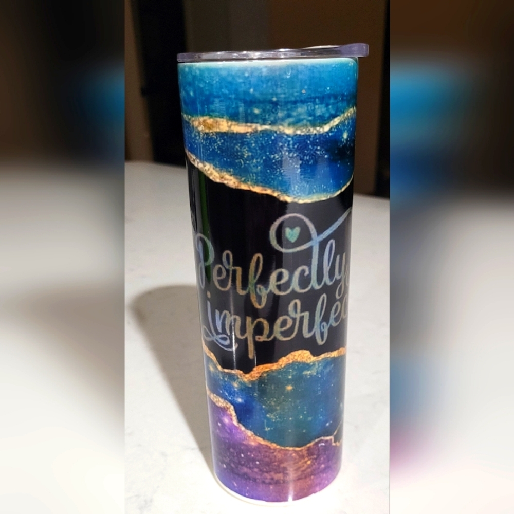 🔥2For$20  Tumbler "Perfectly Imperfect" Purple, Blue, Black, Gold Marbled